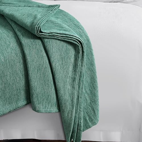 Miniatura 10 de Tribeca Living Manta de algodón con tejido de gofre, tamaño Queen, ropa lavada, suave, ligera, transpirable, de gran tamaño, para todas las