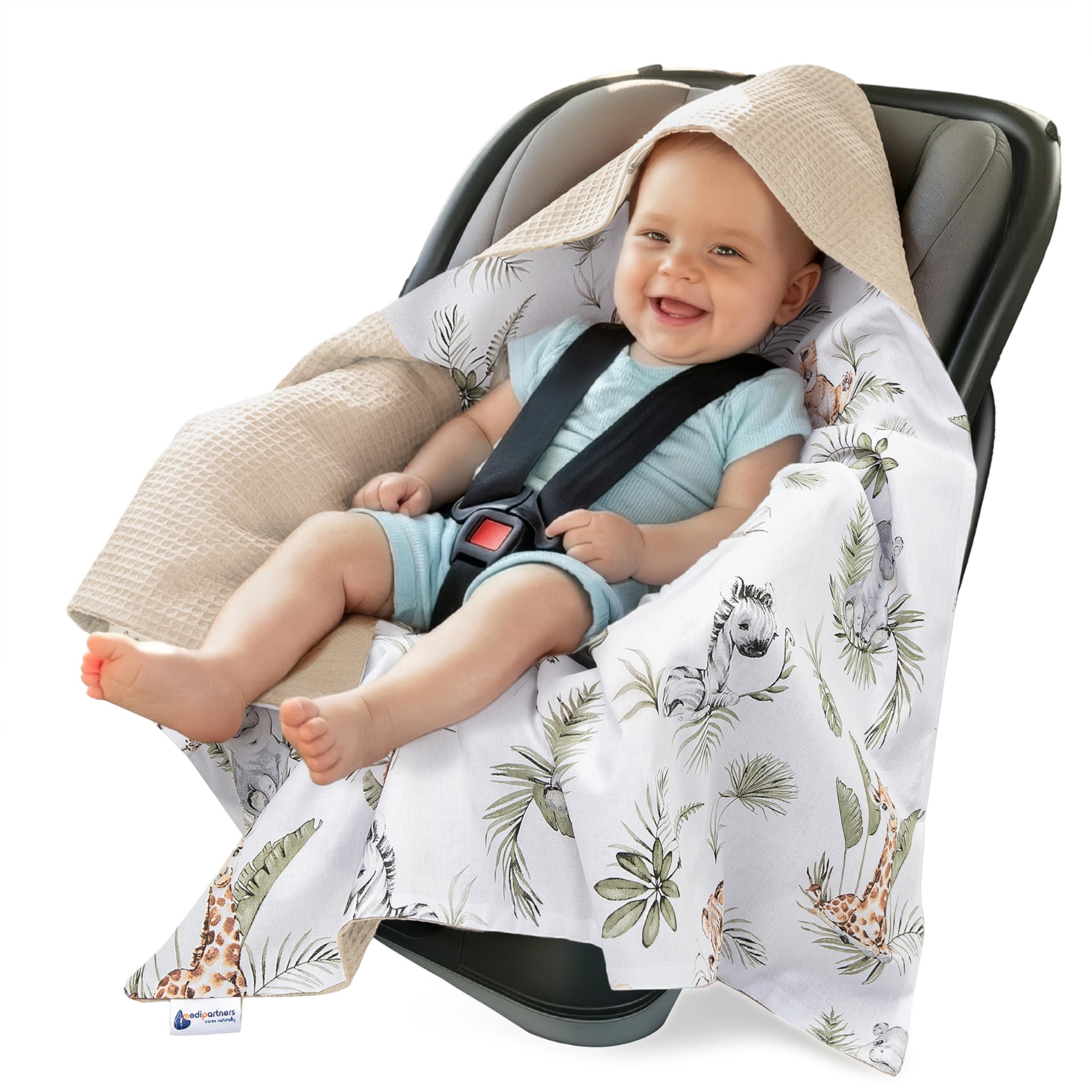 Nid d'ange bébé été Medi Partners 85x85cm couverture landau safari marron