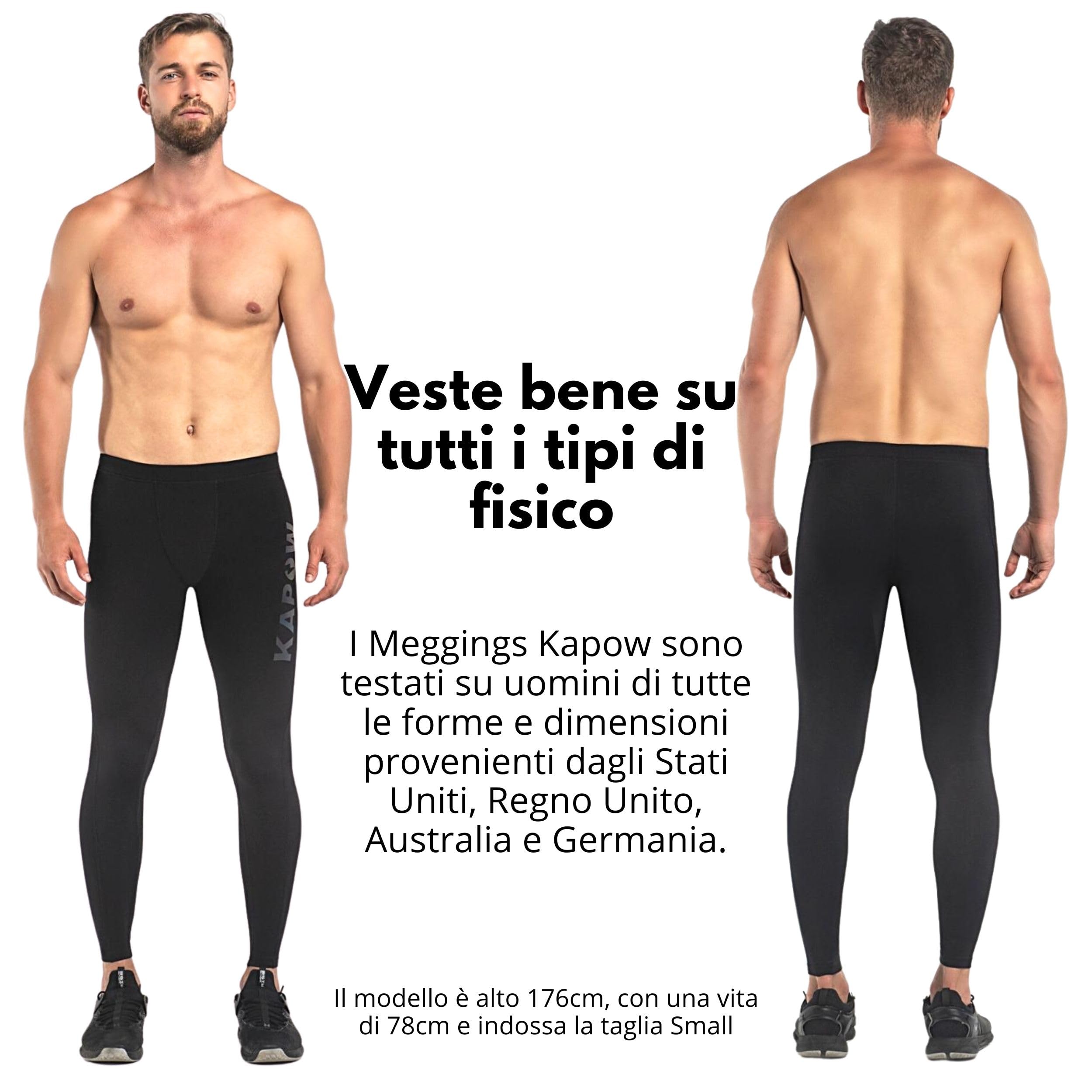 Kapow Meggings Leggings Sportivi Contenitivi da Uomo Compression X con Tasche
