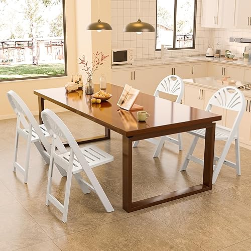 Vista 2 de VINGLI Silla plegable de plástico de resina blanca con asiento hueco, silla de plástico plegable con capacidad de peso de hasta 350 libras, perfecta