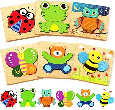 Colorful Wooden Puzzles for Toddlers