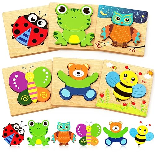 Bekayshad Wooden Puzzles Toddler Toys Gifts for 1 2 3