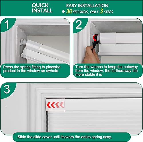 Miniatura 7 de BERISSA Persianas celulares opacas sin cordón, sin necesidad de taladro, sin herramientas, persianas celulares fáciles de instalar, persianas