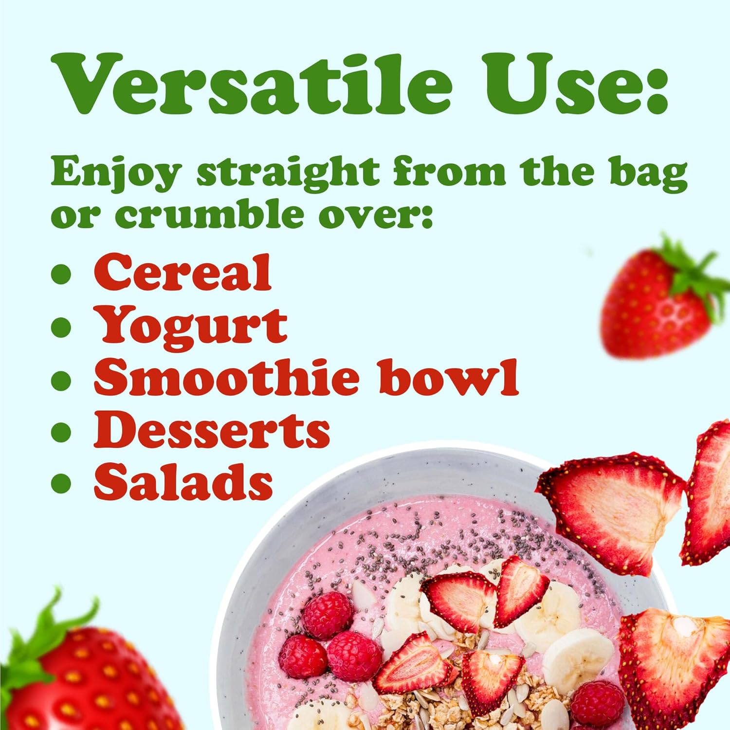 Food to Live Organic Freeze-Dried Strawberries, 1 Pound – 100% Natural Berries, No Sugar Added, Vegan and Nutritious Snack – Perfect for Smoothies and Baking, Non-GMO, Kosher, Bulk