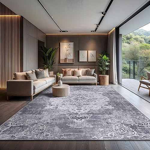 Miniatura 39 de CAMILSON Alfombra moderna de lujo de 8 x 10 pies, estilo vintage, abstracto, suave, de pelo medio, resistente a las manchas, fácil de limpiar, no