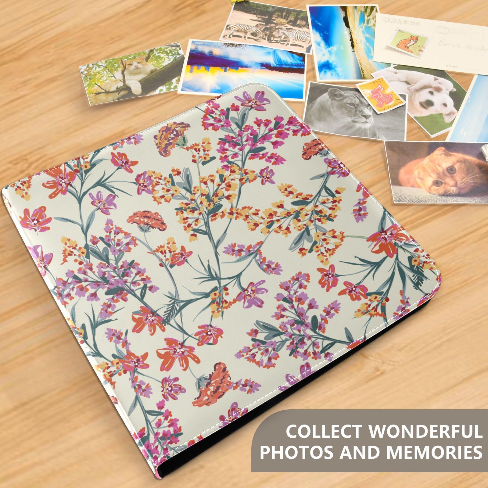 Álbum de fotos, páginas autoadhesivas, estanterías, álbumes de fotos, álbumes de fotos para todos los tamaños, fotos de 4 x 7 pulgadas, flores silvestres florecientes