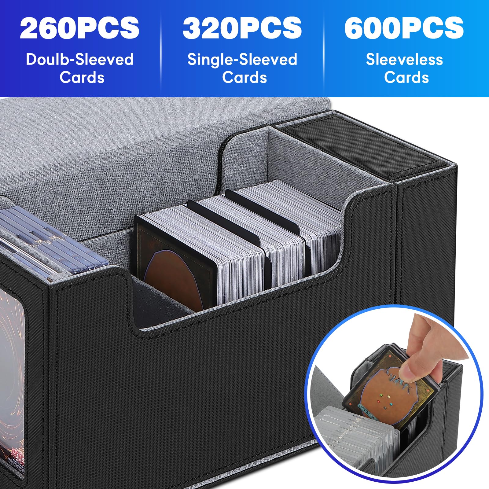 HIMOMO Boîte de rangement pour cartes à collectionner, plus de 2 100 cartes en cuir synthétique, fermeture magnétique avec 10 séparateurs colorés et 3 séparateurs en mousse pour cartes Mtg, cartes de HIMOMO Boîte de rangement pour cartes à collectionner, plus de 2 100 cartes en cuir synthétique, fermeture magnétique avec 10 séparateurs colorés et 3 séparateurs en mousse pour cartes Mtg, cartes de