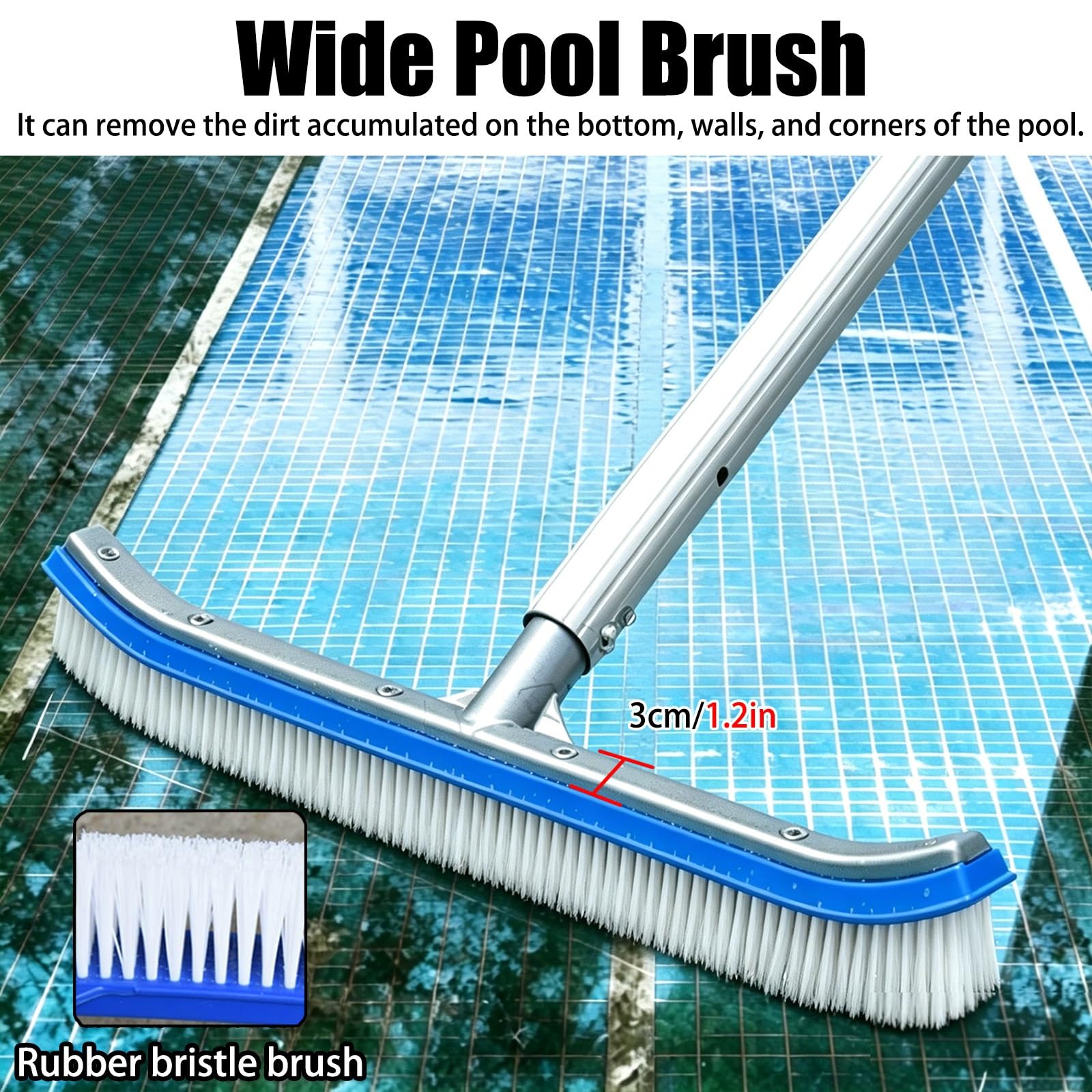 LZMZMQ Kit Limpieza Piscina Kit De Red para Equipo De Limpieza De Piscinas, Set De Limpieza De Piscinas con Palo Largo, Accesorios para Piscinas(7.7m/303.2in)