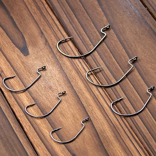 Miniatura 7 de 9KM DWLIFE Ganchos de pesca de gusano compensado, 50 piezas, juego de ganchos para bajo EWG para cebo suave, plantilla de trucha de goma Senko,