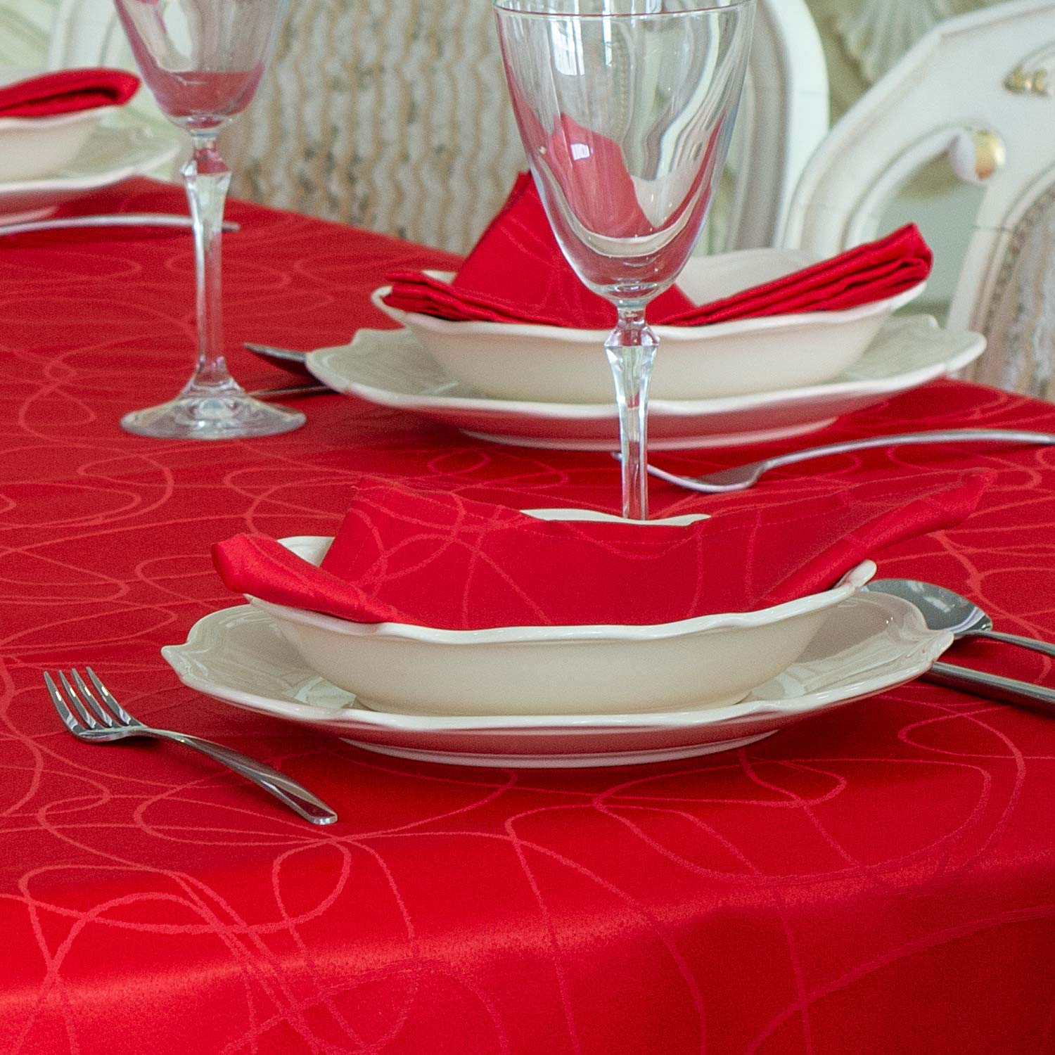 BGEUROPE Tovaglia - Antimacchia - Rosso - Ref. Lines - 150cm x 350cm