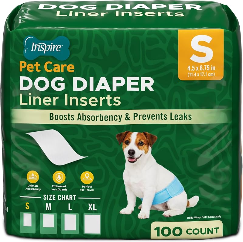 Pet Dog Diaper Liners Booster Pads for Male and Female Dogs | for Male Dog Diapers Female Dog Diapers 100ct | Disposable Diaper Inserts