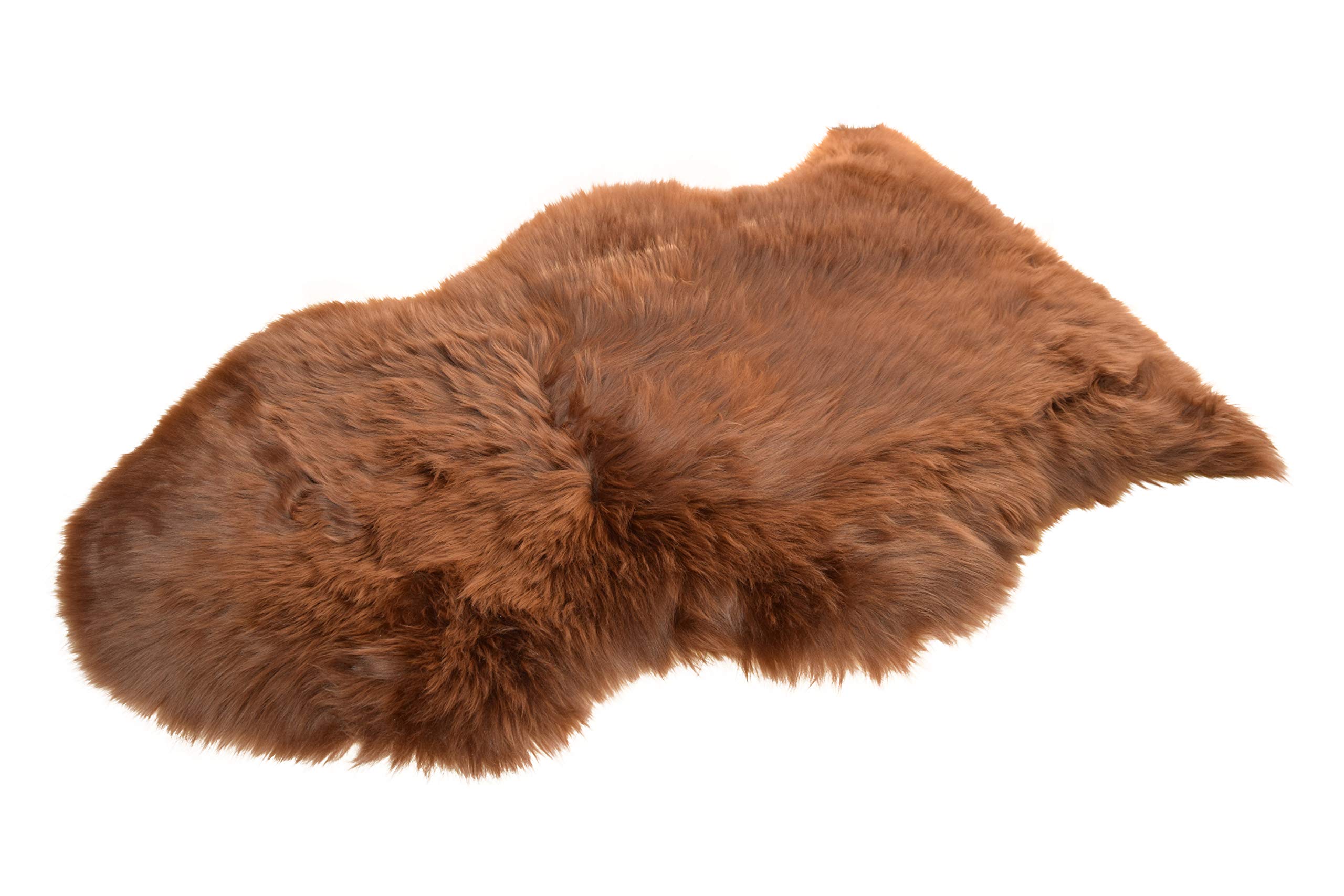 Naturasan Premium Schaffell Lammfell Langhaar Naturfell Teppich, Dekofell, Lounge Style, Sitzauflage, Läufer, Vorleger (Camel/Mittelbraun, 90-100cm)