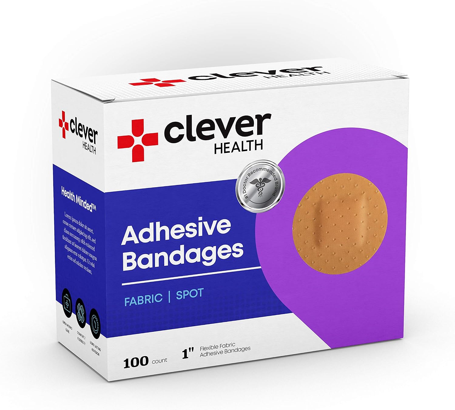 Round Spot Flexible Fabric Adhesive Bandages, 1” Diameter, With Absorbent Non-Stick Pad For Wound Care, and First Aid. Tan Color, 100 Count.