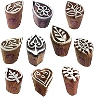 Vista 11 de Htag2107 - Sellos de impresión de henna atractivos pequeños bloques de madera con forma de hoja floral (juego de 10)