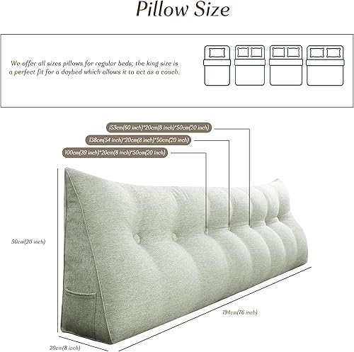 Vista 6 de Almohada de cuña para cabecero, almohada triangular para cabecero, almohada de cuña para sentarse en la cama, soporte de posicionamiento