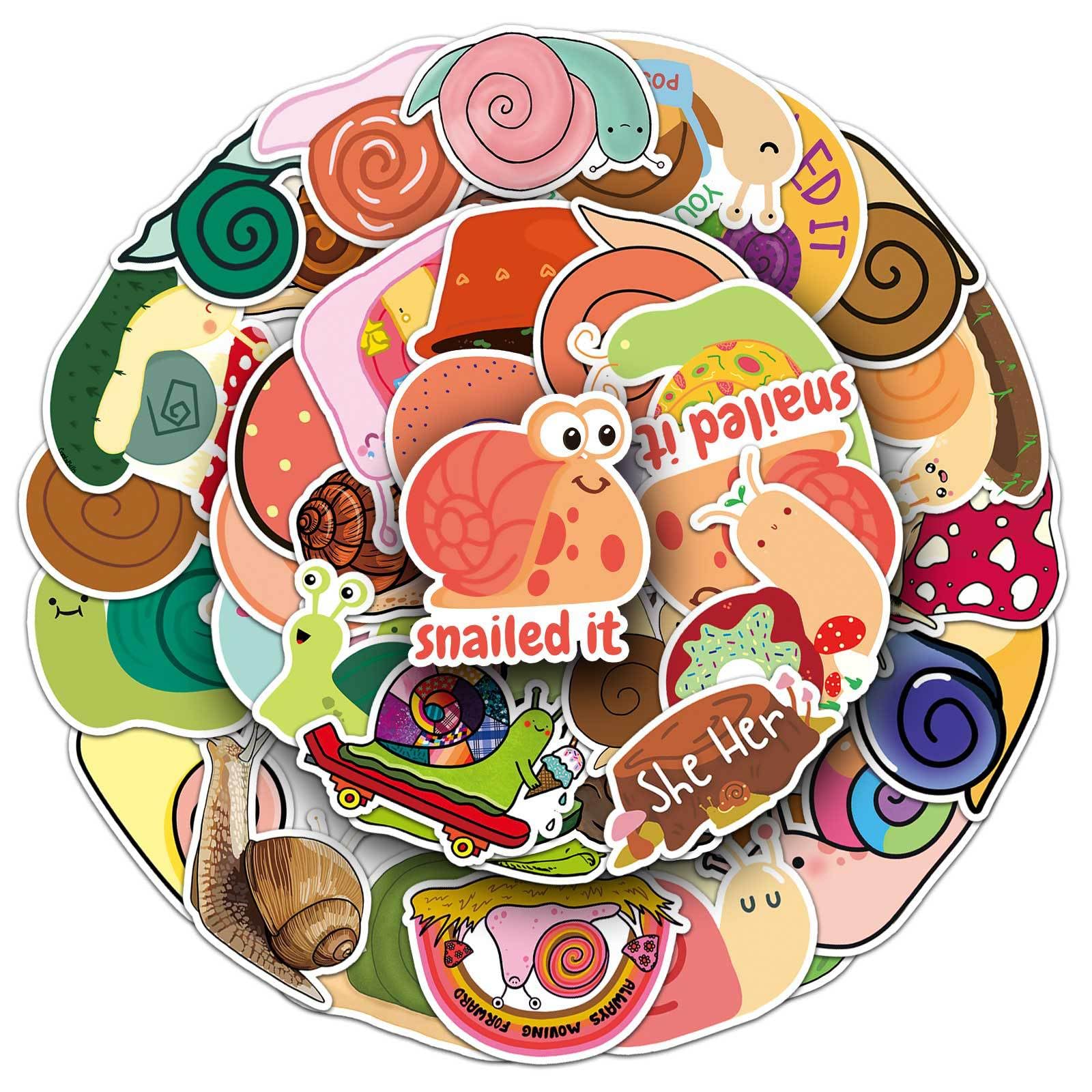 50pcs Snail Stickers,Snail Waterproof Vinyl Decals for Water Bottles Bicycle Laptop Refrigerator Luggage Computer Mobile Phone Skateboard Bike Décor (Snails)