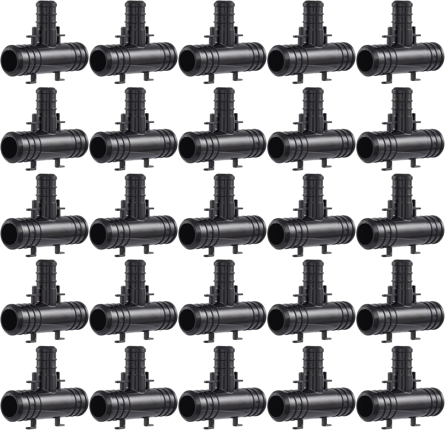 SharkBite 3/4 Inch x 3/4 Inch x 1/2 Inch Poly Crimp Reducing Tee, Pack of 25, PEX Pipe, PE-RT, UP412