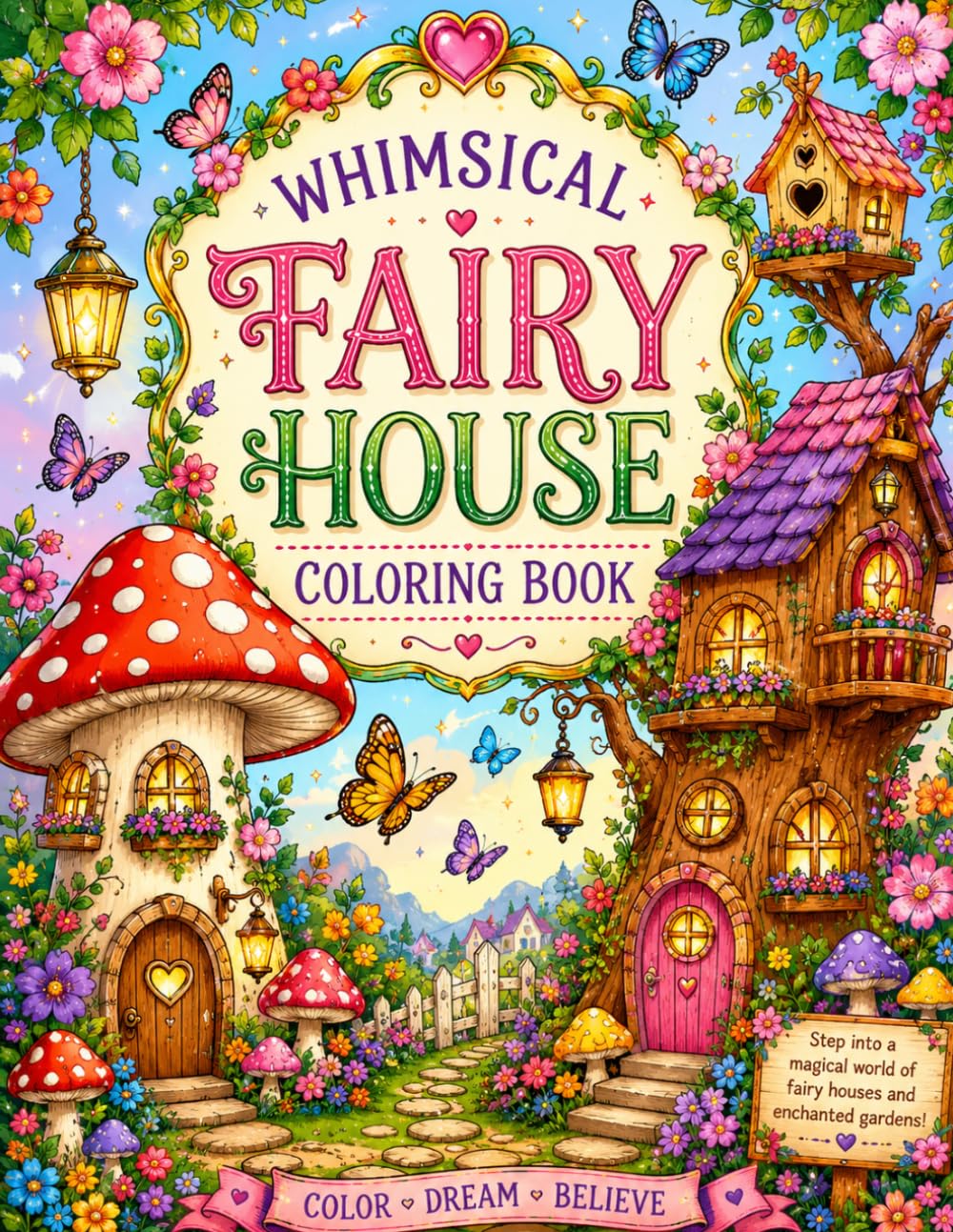 Whimsical Fairy House Coloring Book: 70 Enchanting Fairy Homes, Magical Gardens & Fantasy Scenes for Relaxation and Creativity