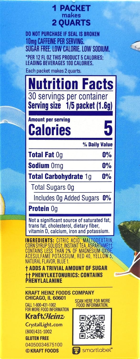 Crystal Light Lemon Iced Tea Drink Mix, 12-Quart Canister (Pack of 8)