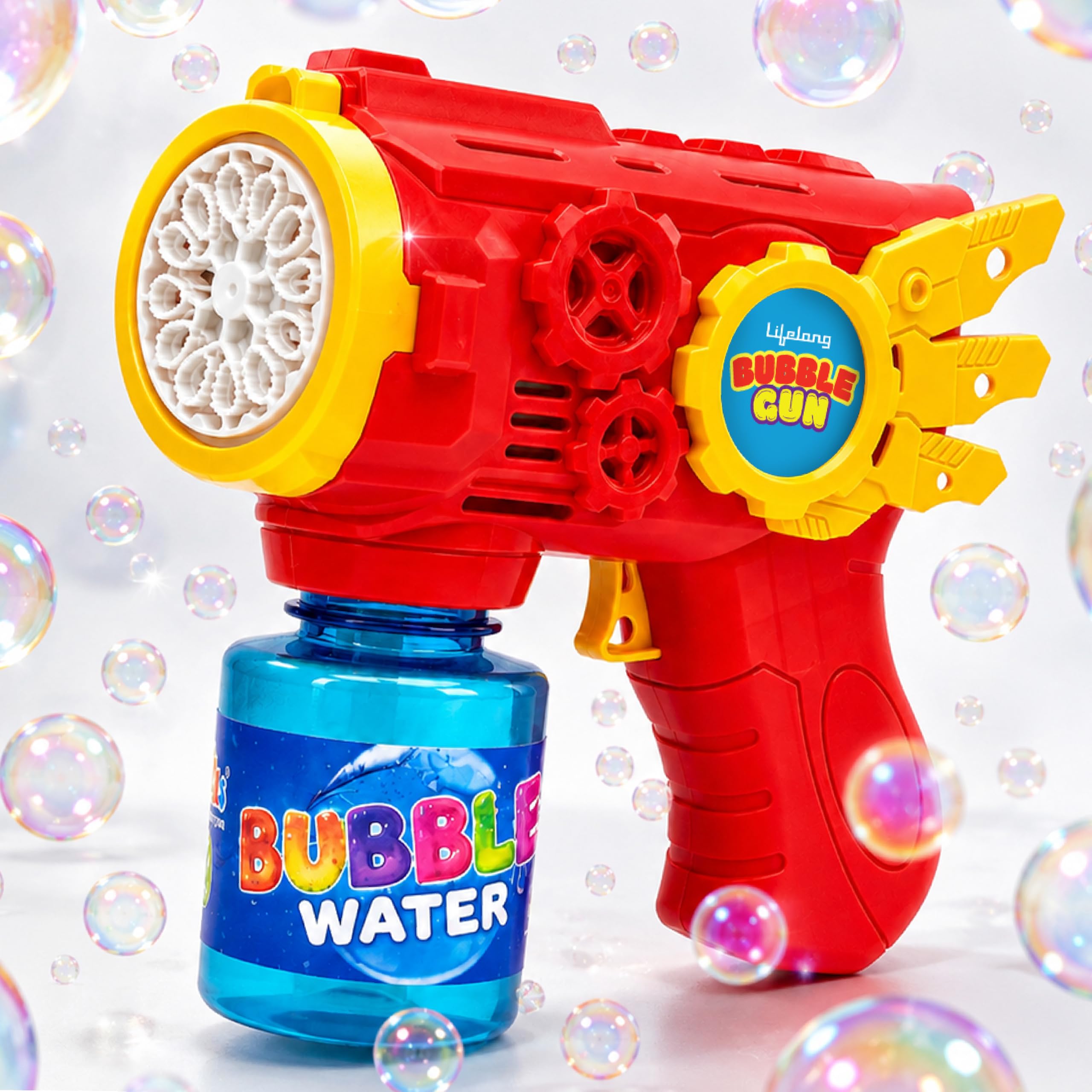 Lifelong Bubble Gun for Kids | Automatic Bubble Machine with LED Light | AA Battery Operated with 100ml Bubble Solution | Durable Build for Outdoor Indoor Fun | Gatling Bubble Gun Gift for Boys, Girls-image-24