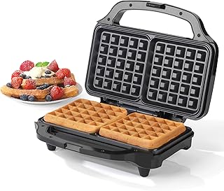 Salter EK2249 Waffle Maker – Deep Fill Wall Iron Machine with XL Non-Stick Cooking Plates, Belgian & American Waffles, Square Homemade Breakfast/Dessert, Cool Touch Handle, Auto Temp Control, 900W