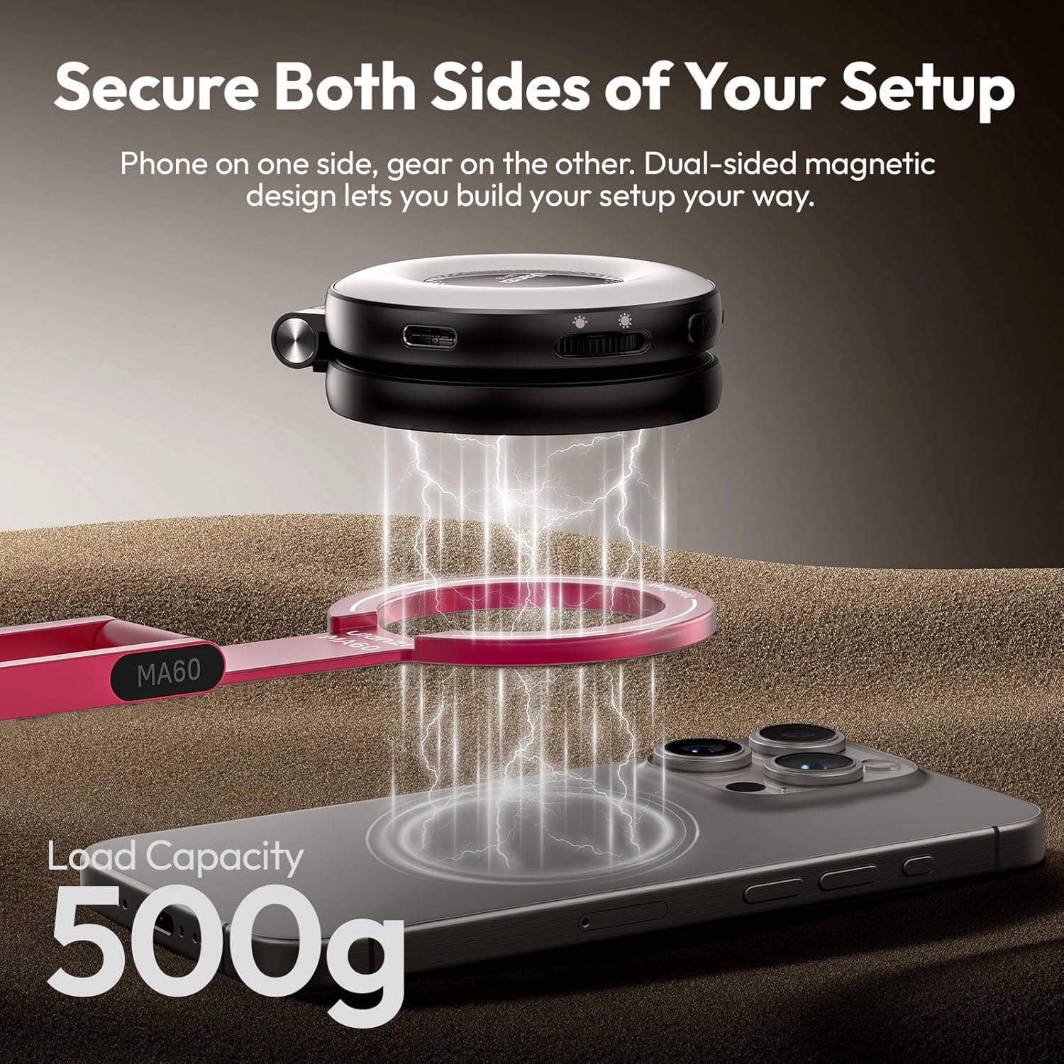 ULANZI MA60 Magnetic Phone Tripod Stand for iPhone - Aluminium Smartphone Mini Tripod Pocket Cell Phone Stand Strong Magnet Quick Mount Compatible with iPhone 16 15 14 13 14 Series, Red