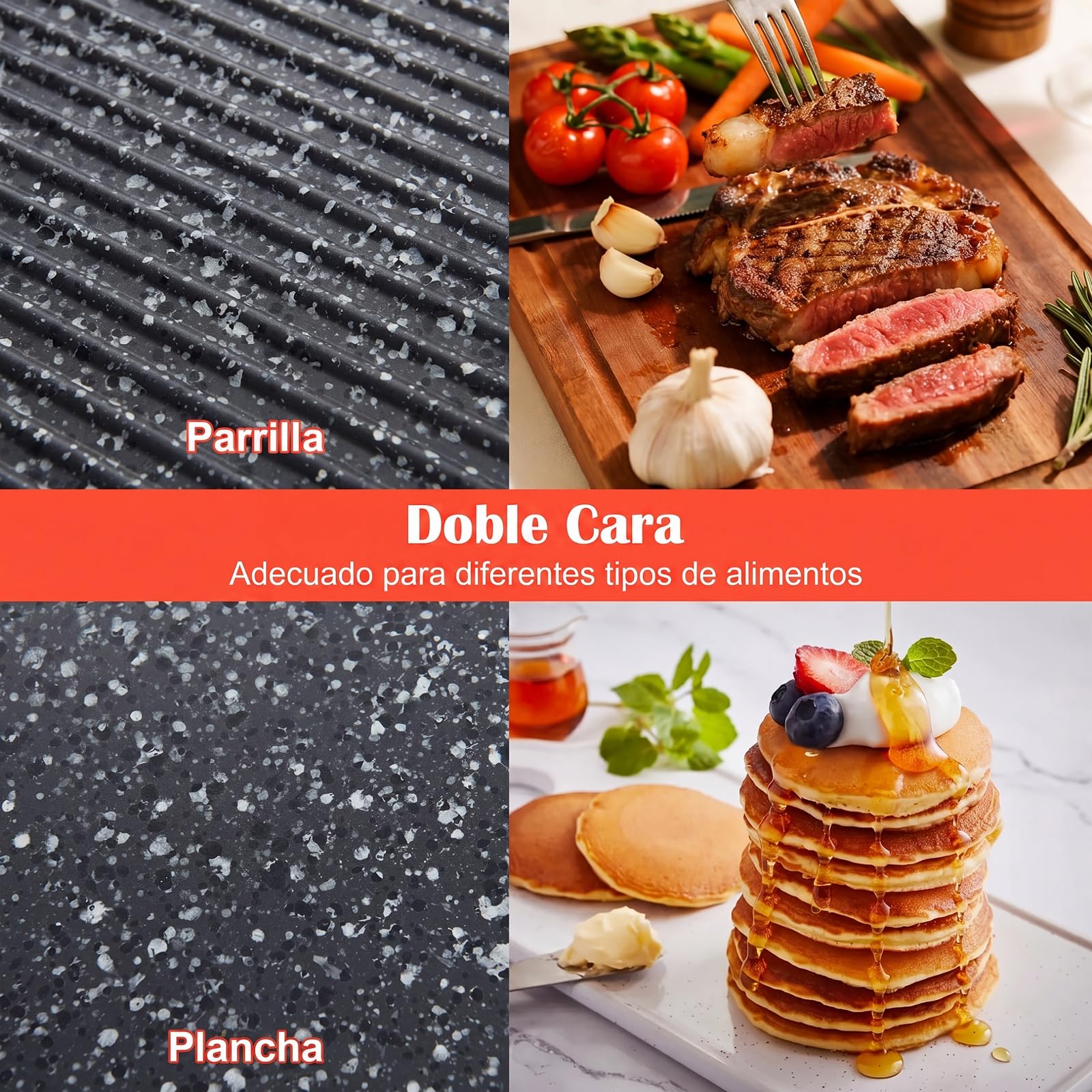 COSTWAY 2150W Plancha Eléctrica con 2 Zonas de Cocción, 54 x 25 x 8 cm | Parrilla de Barbacoa con Temperatura Ajustable, Superficie Cocción Antiadherente, Recogegrasa, Grill 2 en 1 Interior Exterior