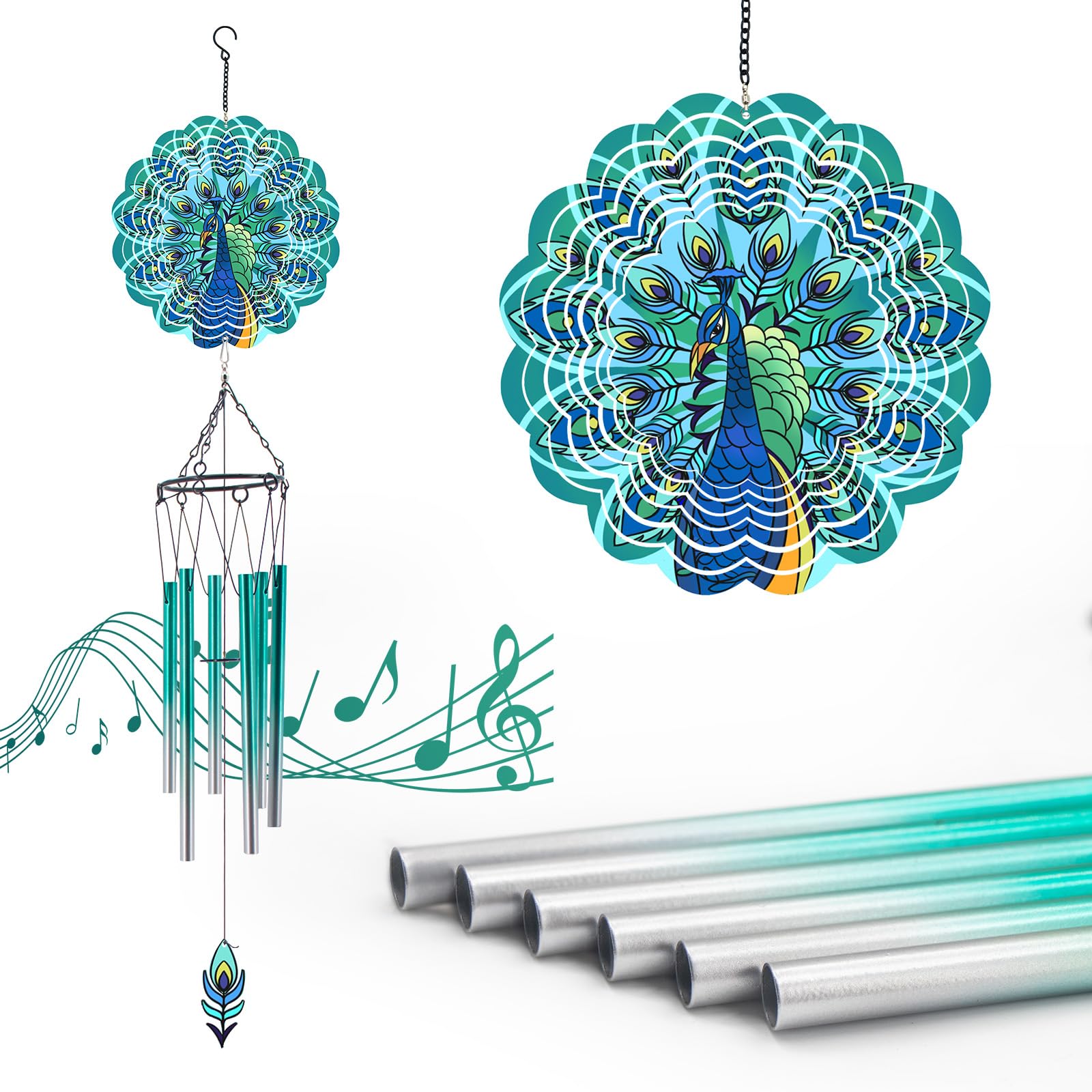 for Mum, Peacock Garden Ornaments outdoor Metal Wind Chimes for Garden Decorations Presents for Mum, Gardening Gifts Birthday Gifts for Women, Mum, Grandma