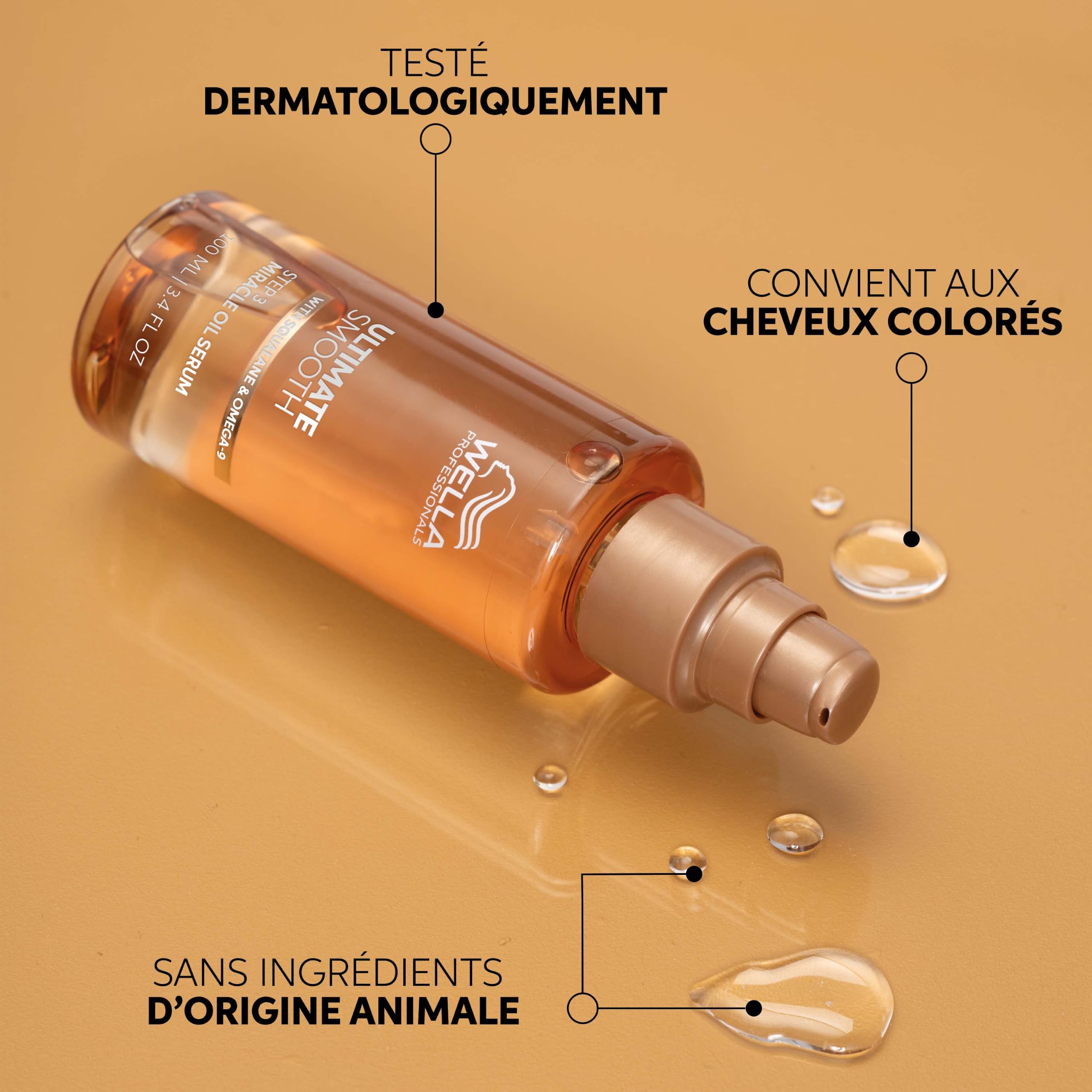Wella Professionals Ultimate Smooth Shampoing - shampoing nourissant à base de squalane et d'oméga-9 pour cheveux secs, ternes et frisés