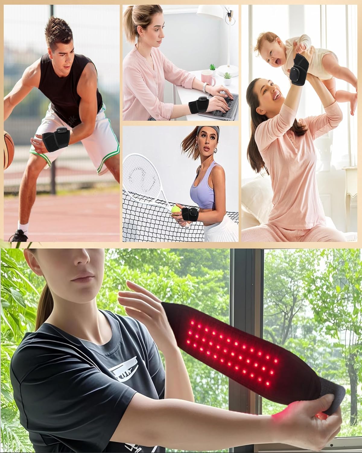 Red Light Therapy Belt with Heat & Vibration Massage, Extended 60cm Band for Neck, Back, Thigh & Wrist, Versatile Therawrap for Muscle Recovery & Full Body Relief, FDA Cleared