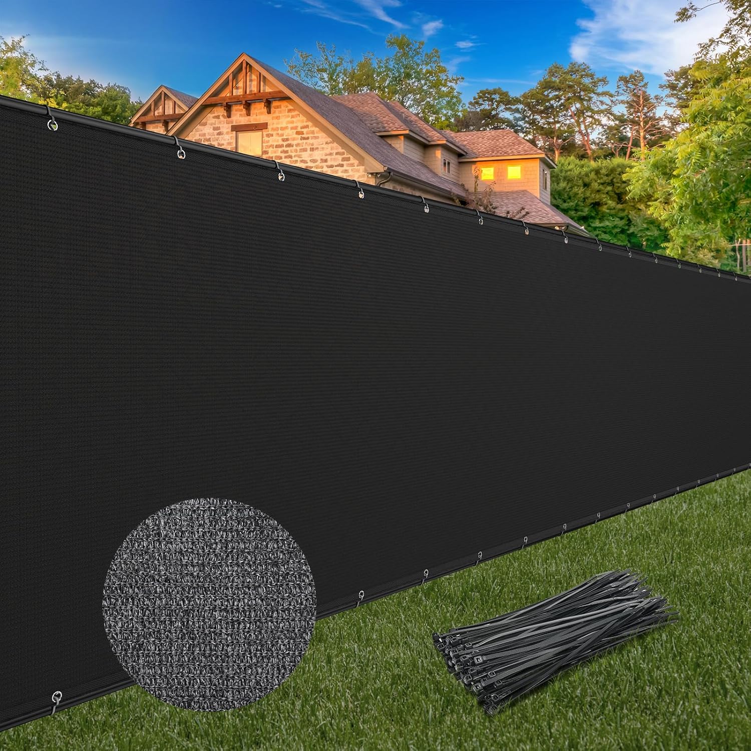 5FT x 50FT Privacy Screen Fence Heavy Duty 170GSM Fencing Mesh Shade Net Cover Nickel-Plated Copper Grommets, 95% Blockage Fence for Outdoor Wall Garden Yard Backyard Pool (Black) 5' x 50' Black