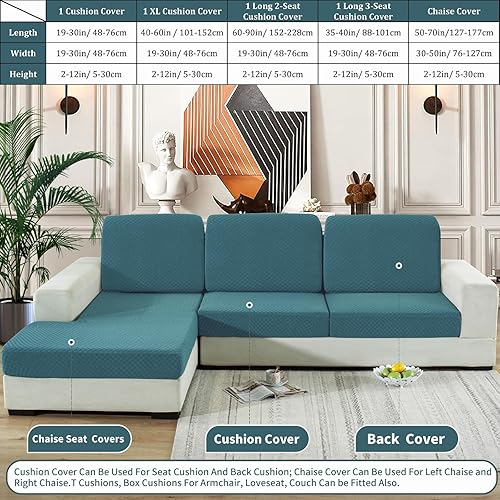 Miniatura 2 de YEMYHOM Fundas de cojín elásticas individuales para sofá, sofá biplaza, funda de cojín suave de repuesto para muebles grande a cuadros con parte