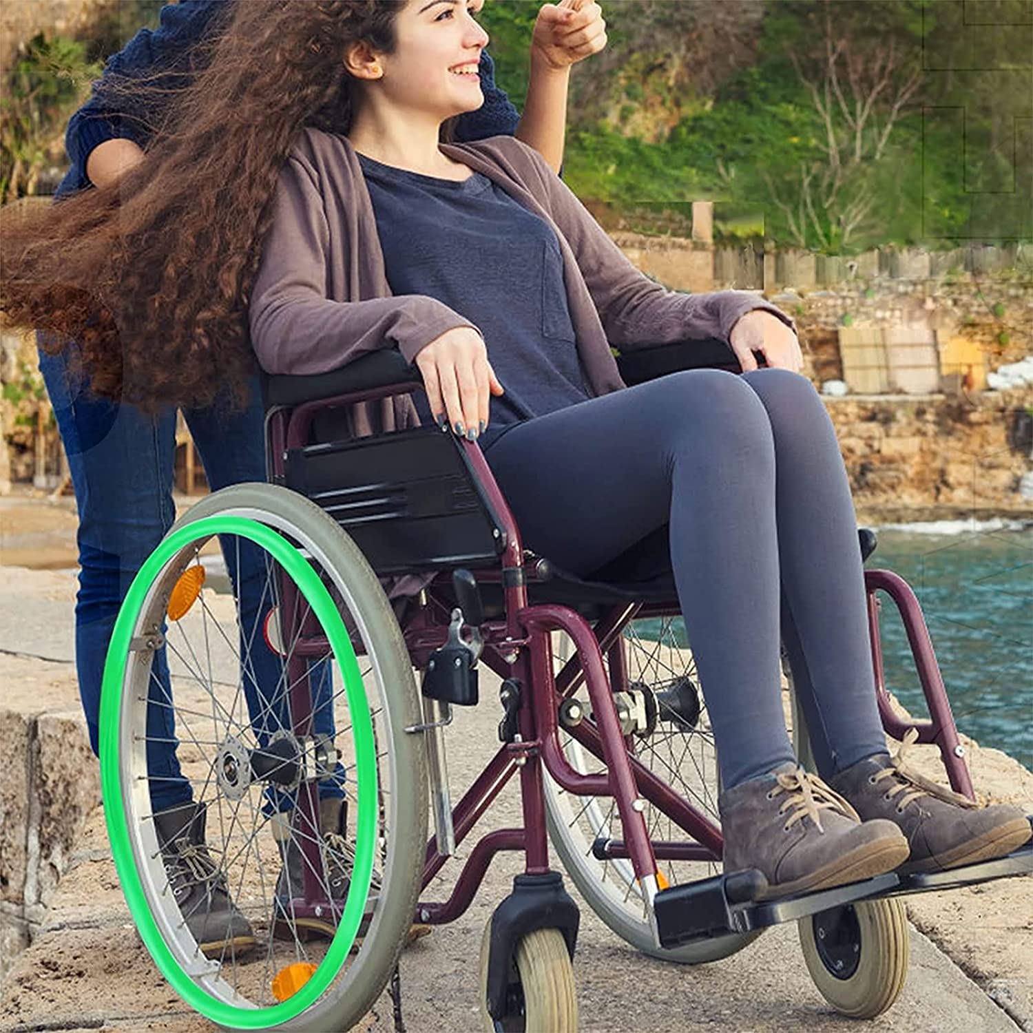 Rollstuhlabdeckung 24 Zoll/22 Zoll Rollstuhl-Schiebefelgenabdeckungen 1 Paar rutschfeste, verschleißfeste Handschiebeabdeckung Rollstuhl-Hinterrad-Rollstuhlzubehör (Color : 006, Größe : 24in)