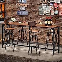 Choezon 70.9" Industrial Bar Table with Power Outlet, USB Ports & Footrest - Rustic Brown/Black Kitchen Pub Table TBT08UBF