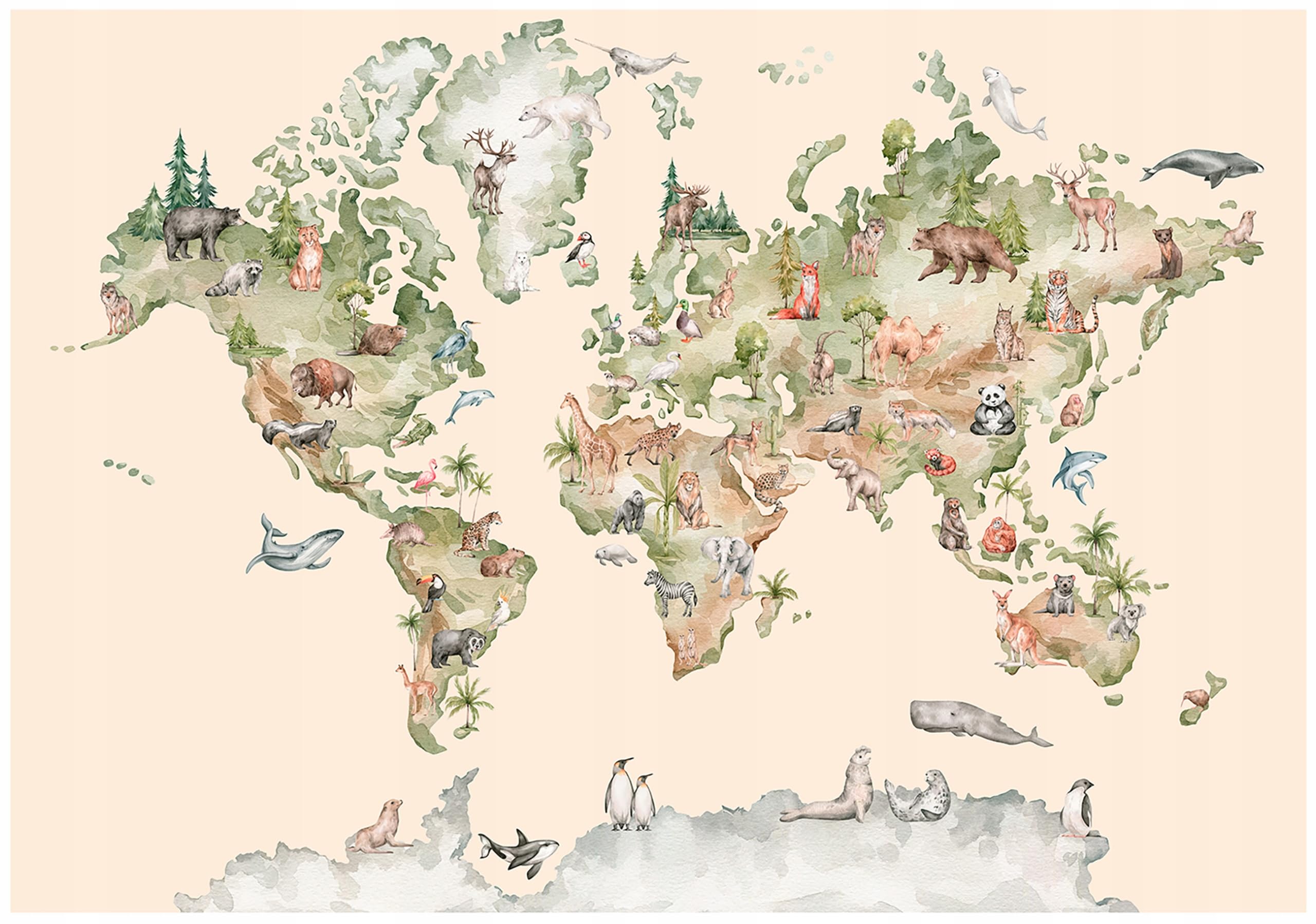 WallArena Winylowa fototapeta ze strukturą mapa świata 416 x 254 cm