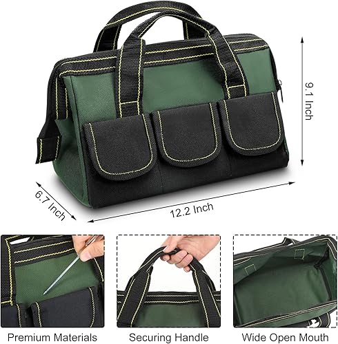 Miniatura 2 de 6 bolsas de herramientas para hombres y mujeres, bolsa de herramientas resistente con parte inferior dura impermeable, múltiples bolsillos,