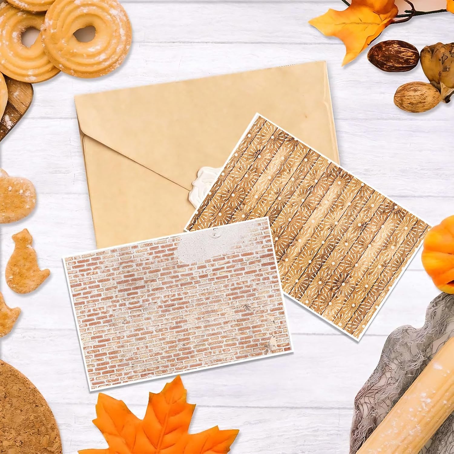 24 Pack Scrapbook Paper 12 × 12 Textured Patterned Paper, Vintage Double-Sided Decorative Craft Papers Scrapbooking Supplies for DIY Card Making Photo Album Journal Decor (Wooden Texture)