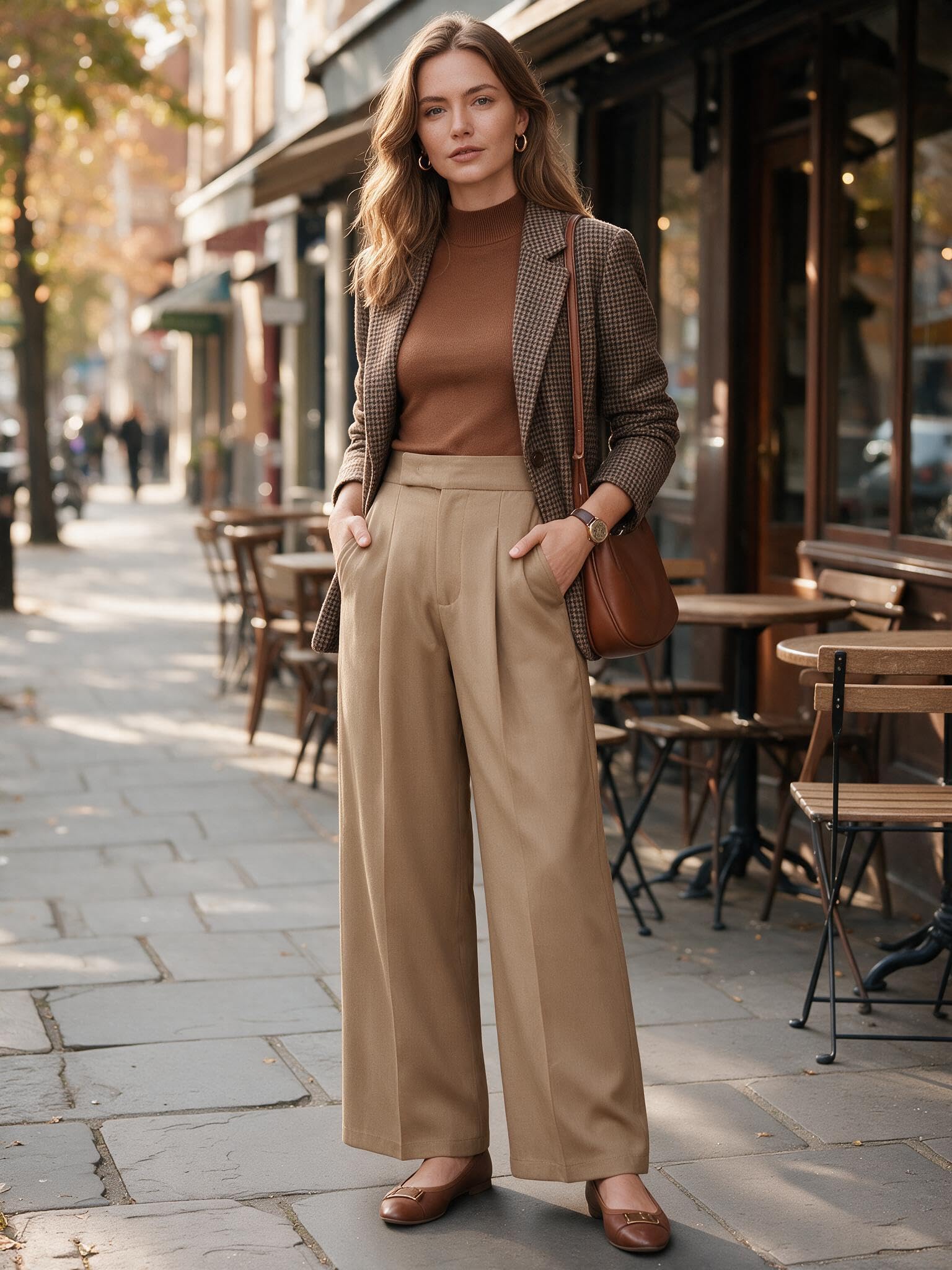 Arach&Cloz Pantaloni da donna a gamba larga plissettati senza pieghe autunno 2025