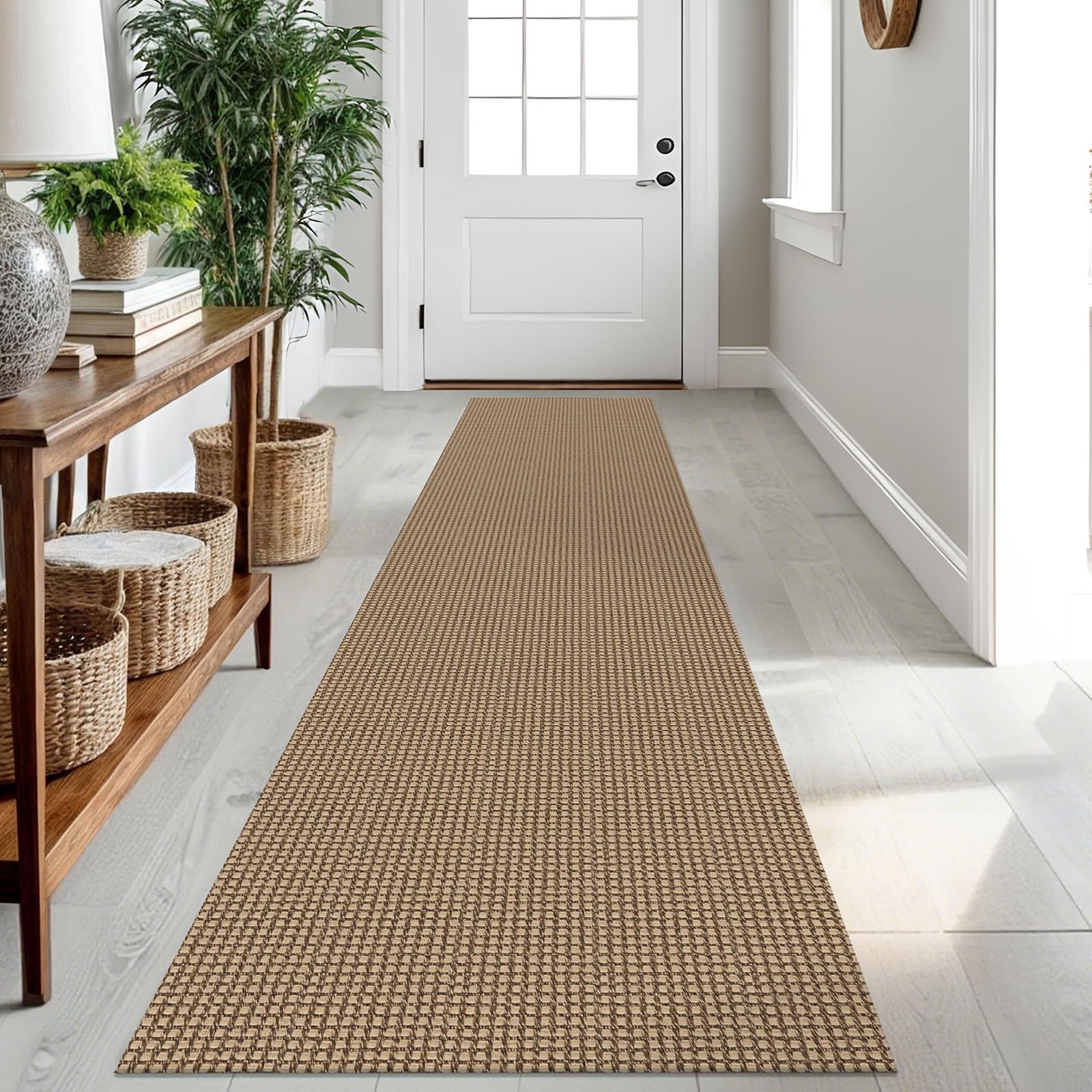 IOHOUZE Washable Runner Rug 2x10 Non Slip Rubber Backed Long Hallway Runner Entryway Runner Indoor, Kitchen Rugs Woven Cotton Floor Carpet for Hall