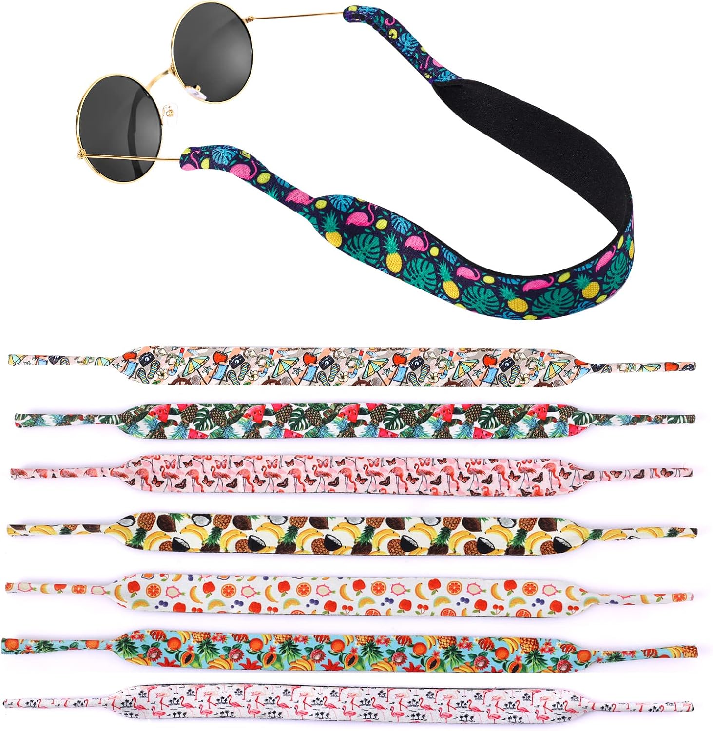 KINBOM 8pcs Floating Sunglasses Straps, 19×1Inch Neoprene