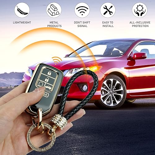 Miniatura 2 de Moonlinks Compatible con funda para llavero Honda 2013-2021 de 5 botones, funda de TPU con cordón para llavero Accord Civic Pilot Odyssey CRV HRV