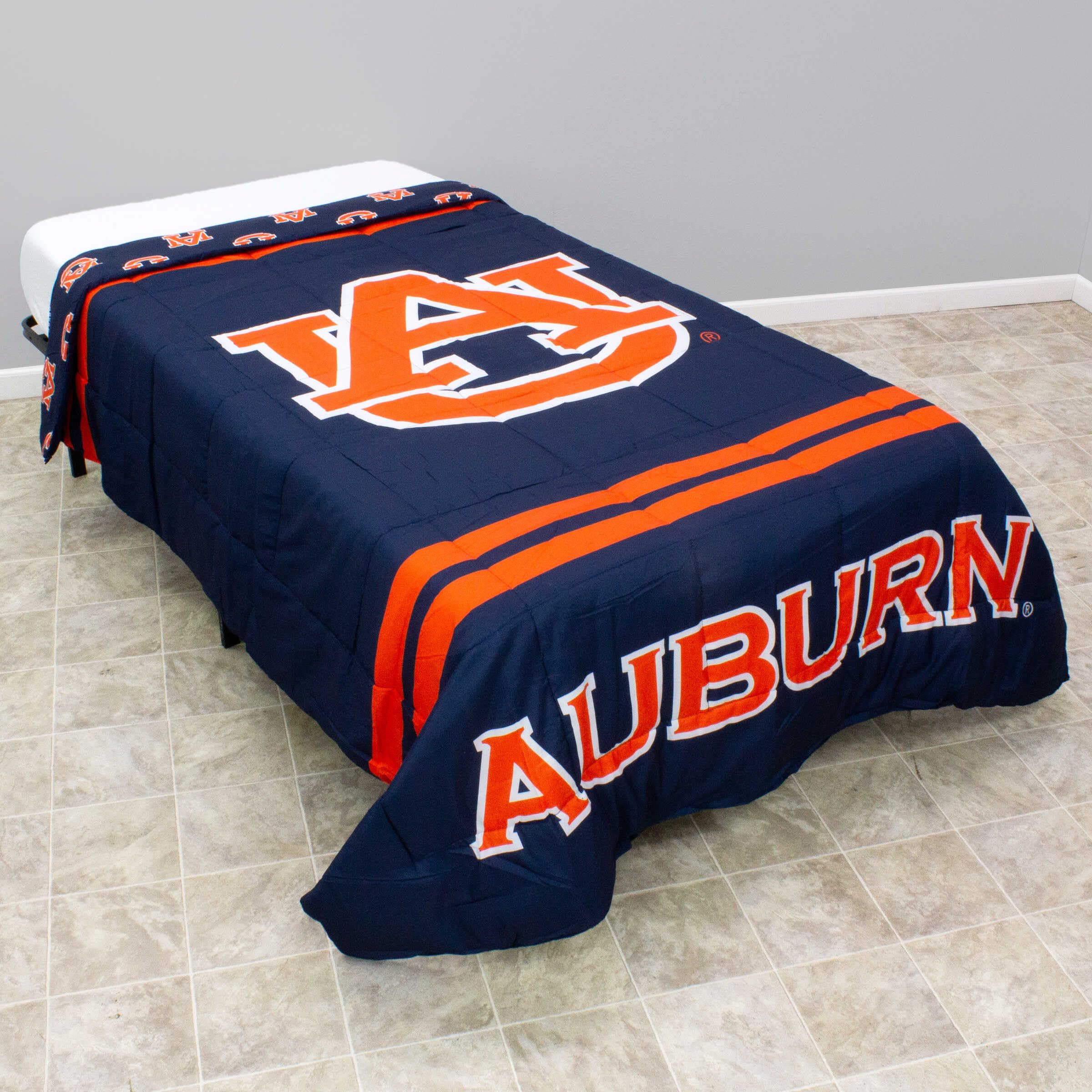 College Covers Everything Comfy Auburn Tigers 양면 빅 로고 부드럽고 다채로운 이불, 트윈