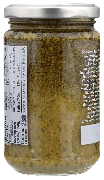 Pesto Alla Genovese, Sacla Italian Pasta Sauce, Italian Basil Only, Imported from Italy, Net Wt 10.2 OZ (290g) PACK OF 1
