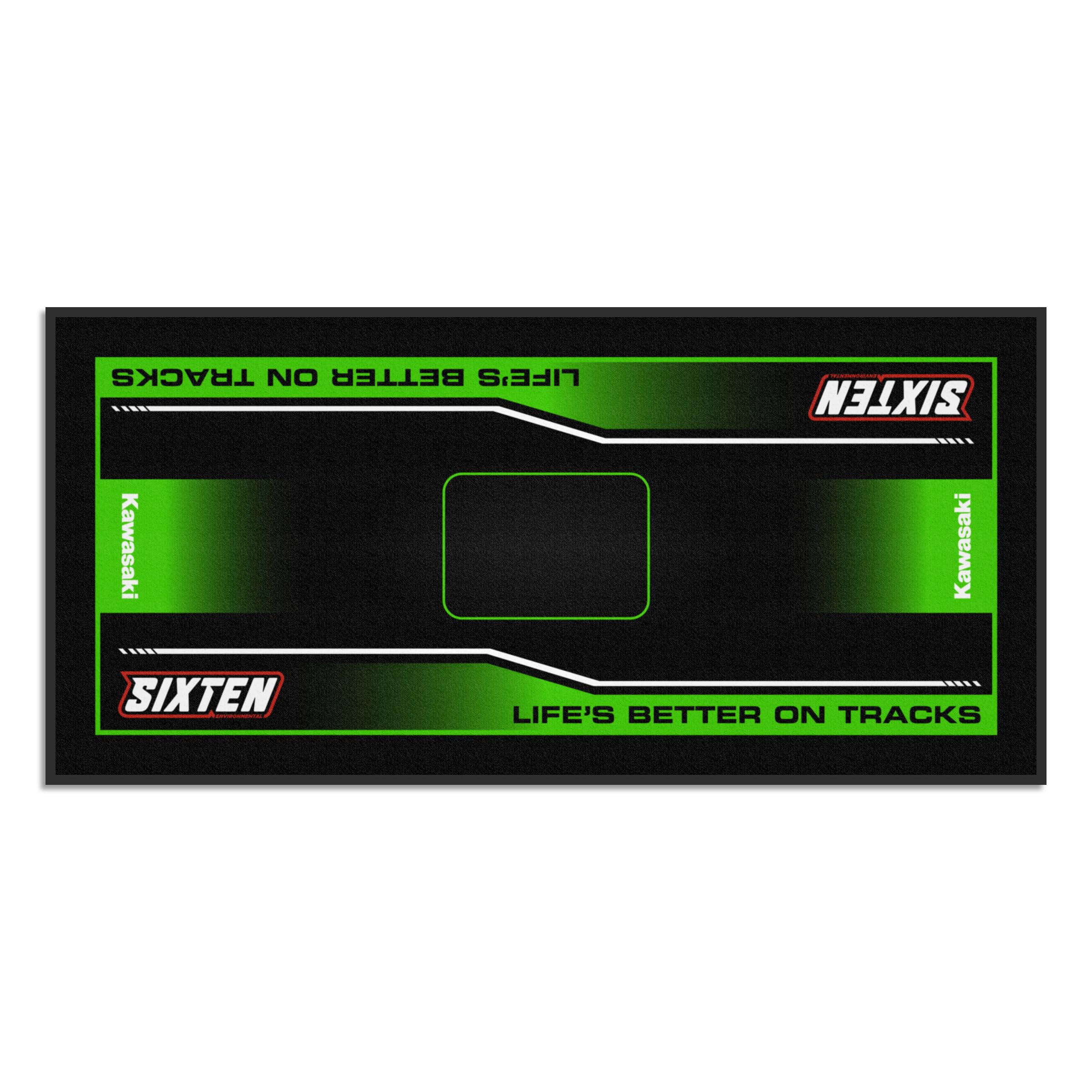 Tapis Moto Vert Marker 95x200 - Tapis Environnemental Moto - pour Les Paddocks et Le Garage - Lavable et Ecologique - Idéal Cadeau Moto