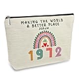 54th Birthday Gifts for Her Women, Happy 1972 54th Birthday Decorations Makeup Bag, Anniversary 54 Year Old Gift Ideas for Wife, Sister, Mom, Aunt, Cosmetic Travel Pouch for Mothers Day, Christmas