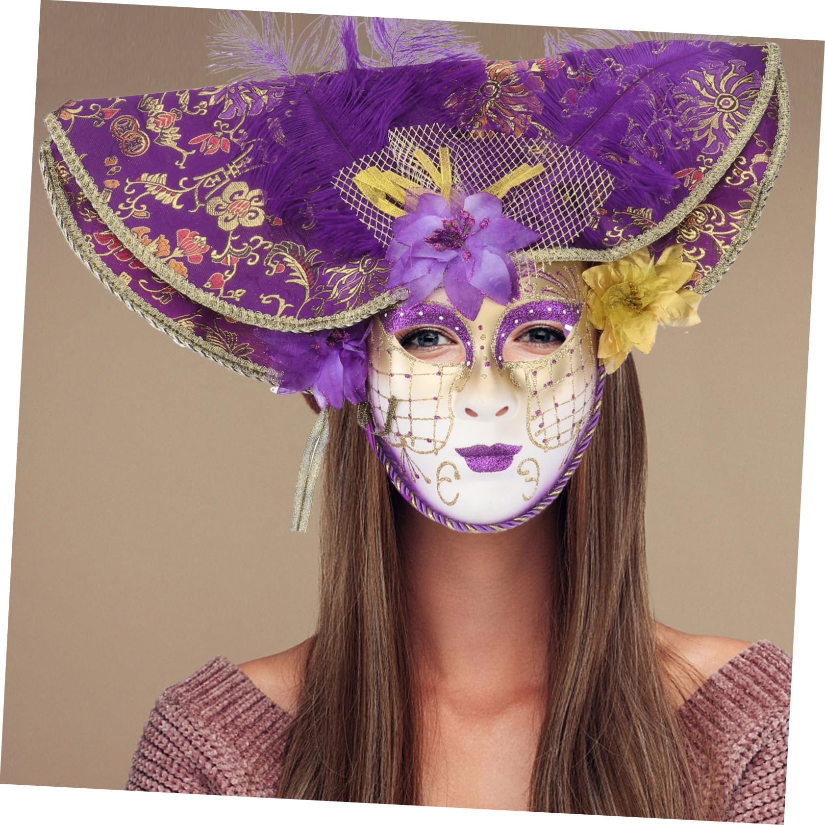 VALICLUD 1pieza Veneciana De Cara Gran Sombrero De y Halloween Disfraz Elegante Para Mujeres Diseño Chic y