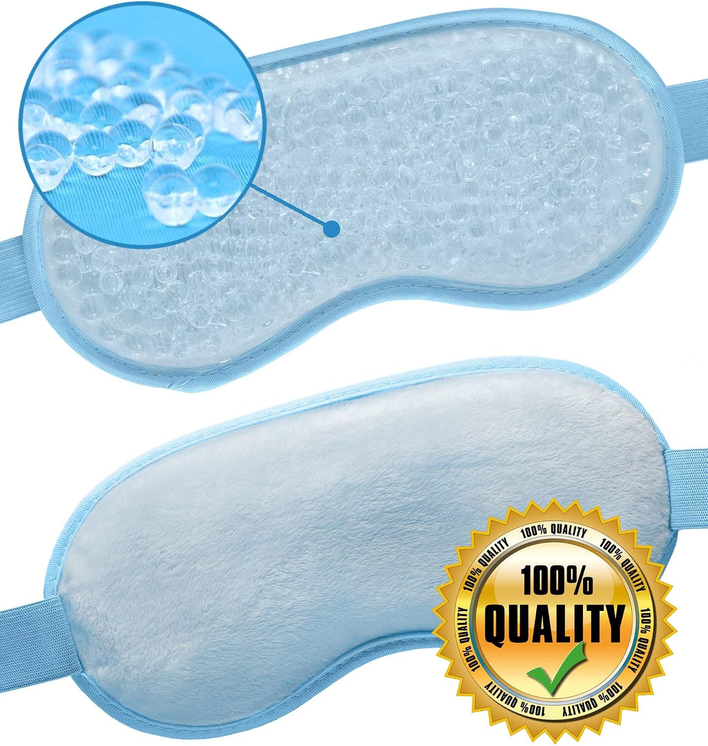 Gel Eye Mask Hot or Cold Pack - Ice Eye Mask Puffy Eyes and Dark Circles - Cooling Eye Mask Headaches Migraine and Sinus Pain - Eye Therapy Heat Mask Gel Beads - Stress Pain Relief Eye Mask Puffiness
