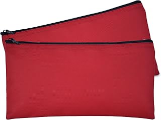 DALIX Bank Bags Money Pouch Secur Deposit Utility Zipper Coin Bag Red 2 Pack