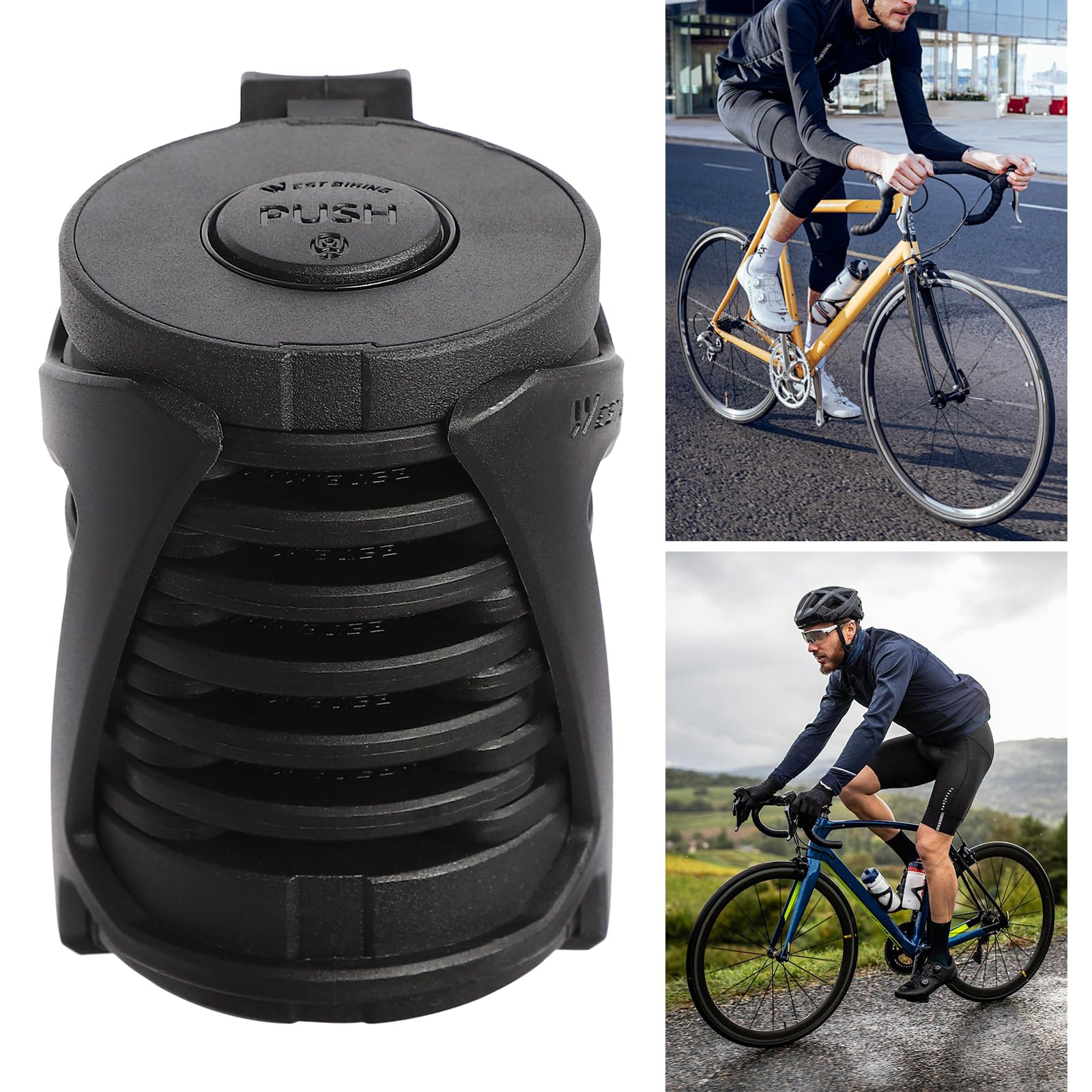 Lucchetto pieghevole per bicicletta con supporto, lucchetto a combinazione con 2 chiavi, per mountain bike, bici da corsa, BMX MTB