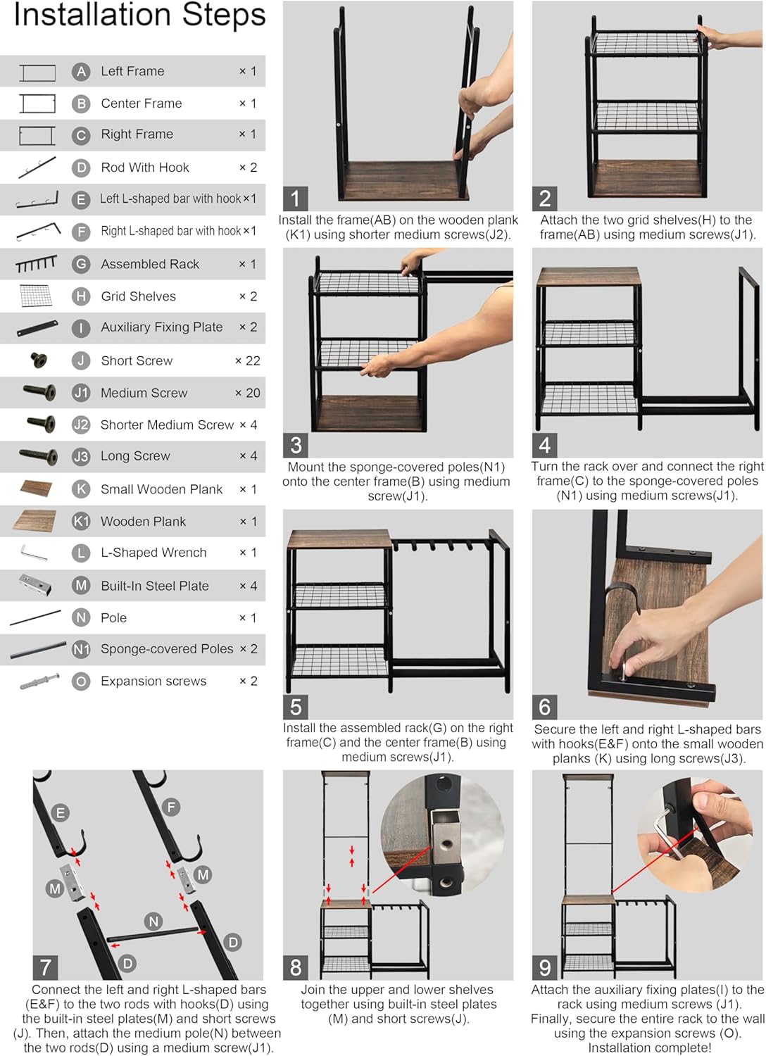 Gun Rack, Indoor Gun Racks for Wall Mount, Rifle Rack and Shotgun Floor Stand with Pistol Holder, Wall Gun Rack Stand Holds up 10 Guns Storage, Hunting Gun Display Shelf for Garage Shop